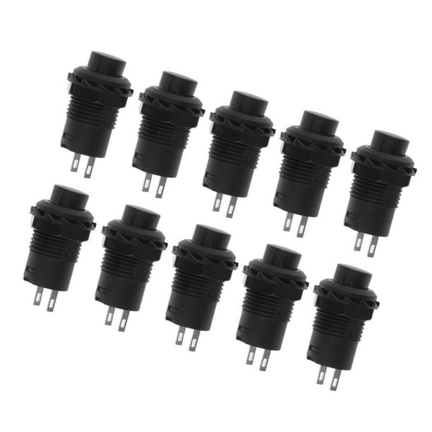 10Pc 125V 3A 250V 1.5A Interruptor de botón negro momentáneo Baoblaze