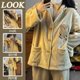 thumbnail image 1 of Pijama grueso con forro polar cálido de invierno para mujer, lindo cárdigan con solapa interior, ropa para el hogar, 1 of 5