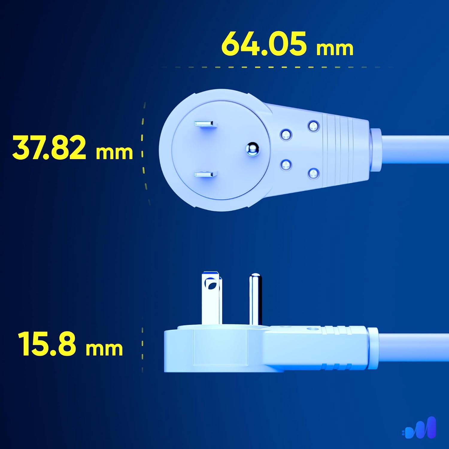 Maximm Extension Cord 0.5 Foot White Flat Plug, 360° Rotating Short Power Cord Single Outlet, Indoor 16 Gauge 3 Prong Grounded Wire UL Certified (6-inch, White)