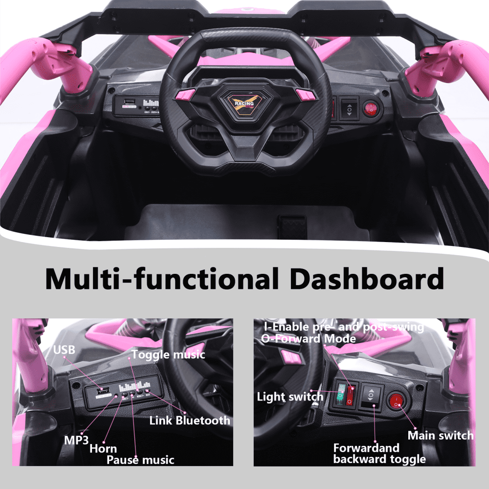NovaDrive 24V Kids Ride On Electric UTV with Parent Remote Control, 4-Wheel Suspension, 2WD, 3 Speeds, Power Display, Bluetooth MP3 Music & LED Lights, Ages 3+