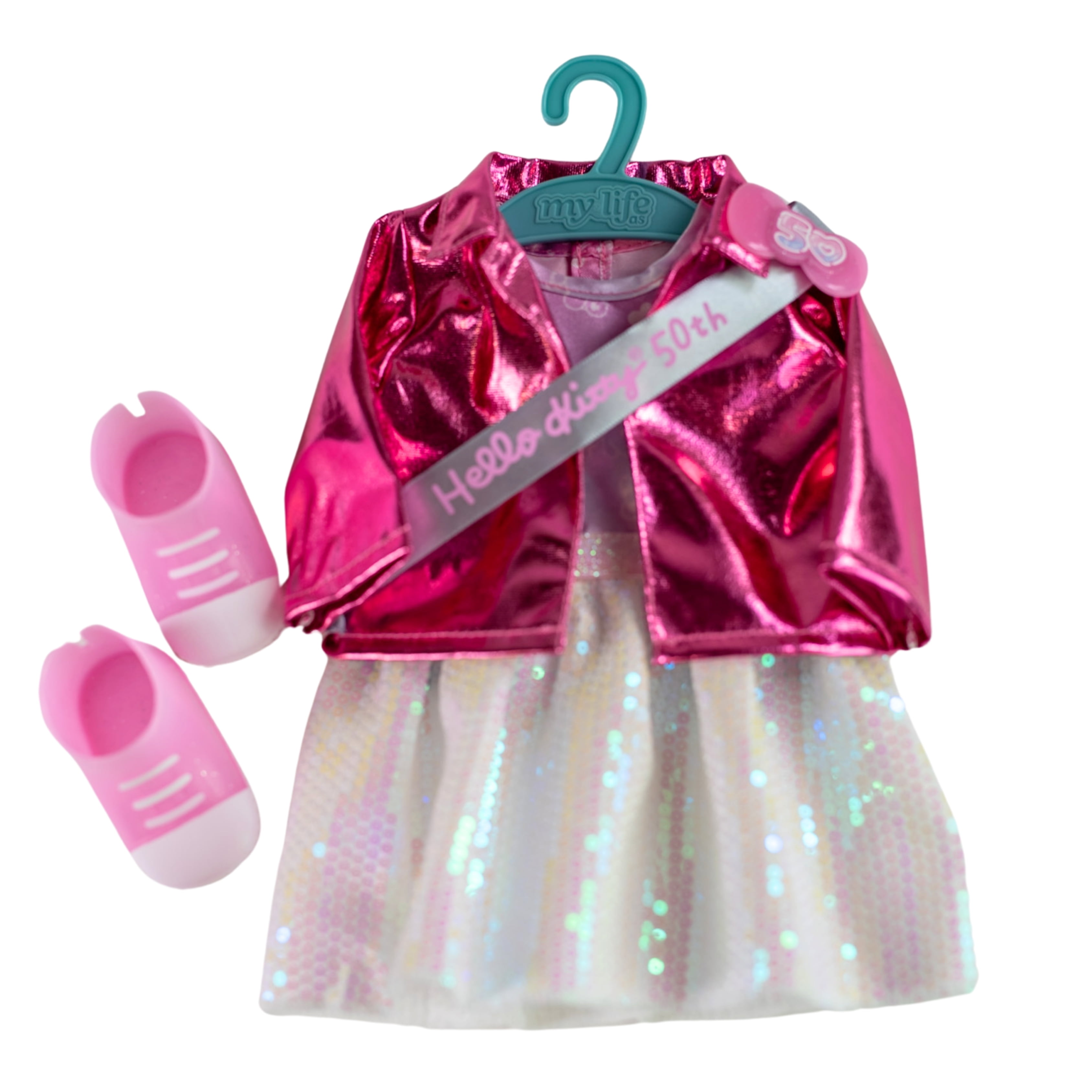 My Life As Hello Kitty Celebration Fashion Set for 18" Dolls, 50th Anniversary, 5 Pieces, Pink Multicolor