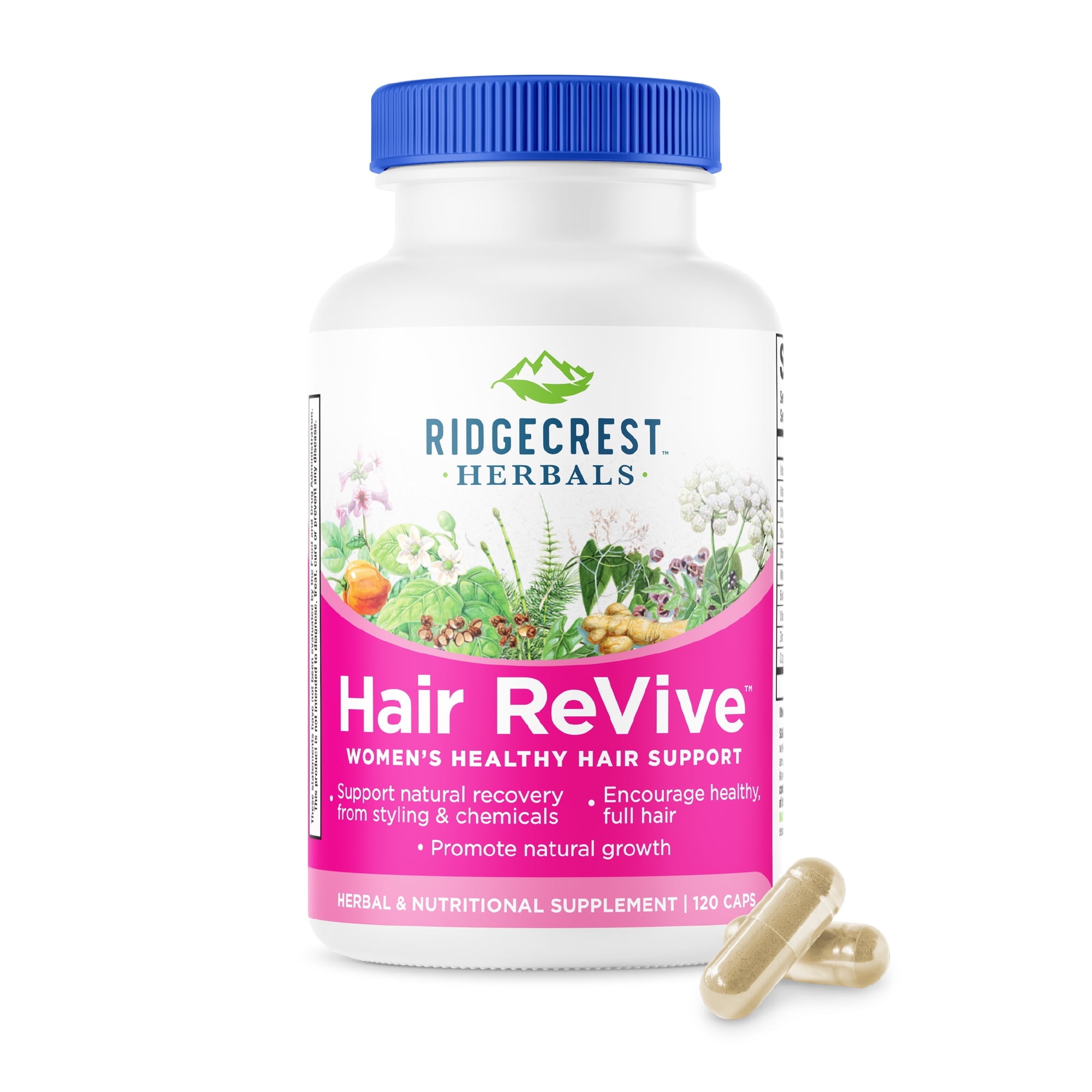RidgeCrest Herbals Hair ReVive, Nutritional Hair Supplement with Vitamin C, Biotin, Zinc, and Copper, Hair Vitamins for Women to Support Healthy Hair, Skin, and Nails (120 Caps, 30 Serv)