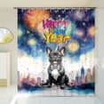 thumbnail image 3 of Happy New Year with French Bulldog Fireworks Holiday Xmas Winter 2025 Shower Curtain Dog Lover Gifts Waterproof Bathroom Bathtub Curtain - 00025, 3 of 5