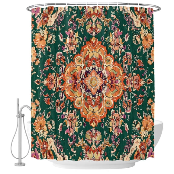 Boho Vintage Fabric Shower Curtain Gorgeous Floral Washable Shower Curtains for Bathroom, Waterproof Bath Curtain with Hooks Home Decor 72x84in