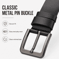 thumbnail image 5 of Men's Big and Tall Leather Belt, 1.38" Wide Pin Buckle Belt, Double-Layer Cowhide Belt for Jeans and Dress Pants, Waist 33"-61", Black or Brown - TRISJEM, 5 of 8