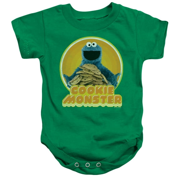 Trevco Sportswear SST125-SS-3 Sesame Street Cookie Iron On Infant Snapsuit, Kelly Green - Large - 18 Month