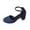 Blue, variant on Women Open Toe Flock Wedge Sandals Solid Color Adjustable Strap Indoor Outdoor Casual Footwear