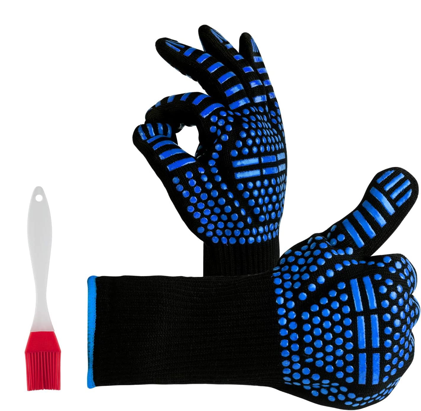Cubilan Grilling Gloves, Royal Blue BBQ Gloves Heat Resistant Oven