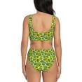 thumbnail image 3 of Wukai Kiwi Fruits Summer Women's Bikini Set Two Piece,wimsuit High Waisted V Neck Twist Front Adjustable Spaghetti Straps Bathing Suit-Small, 3 of 7