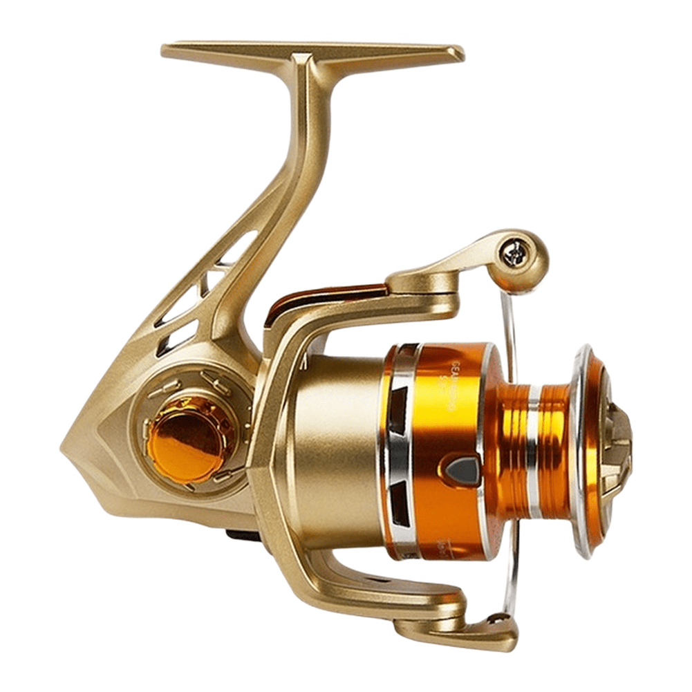 GRIMPEX Metal Fishing Reel Long Cast 5.2:1 Gear Ratio for Bass Saltwater Freshwater Yellow Ac7000