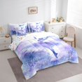 thumbnail image 2 of Castle Fairy Cute Ballerina Print Twin Bedding 7-Piece,Watercolor Silhouette Pattern Bedding Comforter Set,Blue Purple,Grey Reversible, 2 of 7