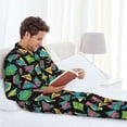 thumbnail image 6 of Susaid Geometric Dinosaur Print Men's Long Sleeve Pajama Set, Two-Piece Button-Down Loungewear PJs Set, Comfortable Sleepwear for Relaxation-XX-Large, 6 of 7