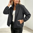 thumbnail image 5 of hlysgo Womens Stand Collar No Hood Windbreaker Jacket Quick Dry Zip Tops Daily Gym Hiking Outdoor Run Casual Short Coat with Pockets Black,3xL, 5 of 6