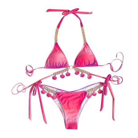 FhsagQ Swimsuit Sets for Women Plus Size Underwire Ladies Straps Gradient Printed Bikini Swimsuit Sets for Women Open Crotch Swimsuit Sets for Women Plus L