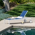 thumbnail image 2 of Mod Furniture Peyton Outdoor Sling Armless Patio Chaise Lounge in White/Navy, 2 of 9