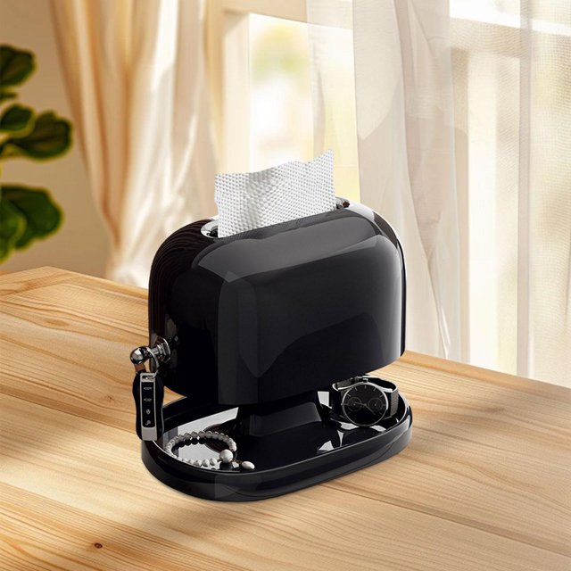 Cubierta de caja de pañuelos Doble capa Caja de almacenamiento de tejido Facial Dispensador de tejido Contenedor de tejido Controlado incorporado para Negro