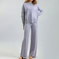 thumbnail image 4 of ShomPort Women's 2 Piece Outfits Fall Sweater Sets Long Sleeve Knit Pullover and Wide Leg Pants Lounge Sets, 4 of 4