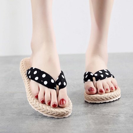 

Penkiiy Imitation Straw Espadrille Women s Sandals Wear Rubber And Plastic Bottom Flip-flops Flat Bottom Beach Flip Flops