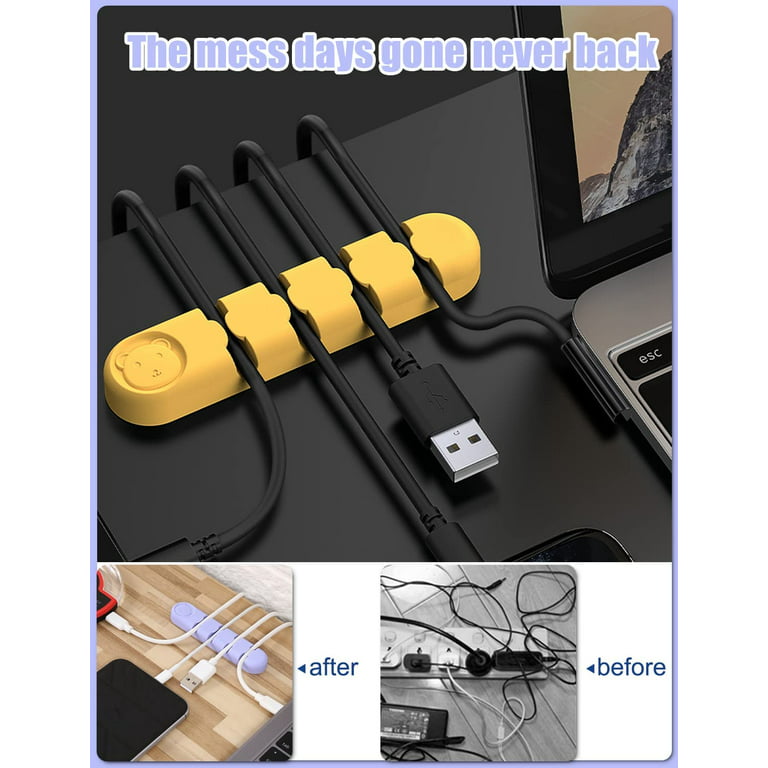 Cable Management for Desk Organizers,3-Pack Silicone Cable Clip