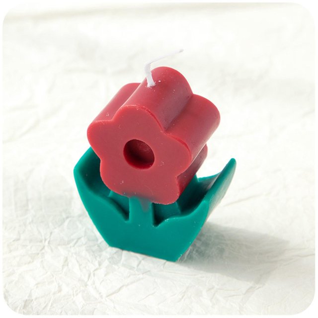 Creative Flowers Shape Candle Small Scented Birthday Gift Bedroom Office Decorative Photo Props , rojo CUTICAT vela de aromaterapia