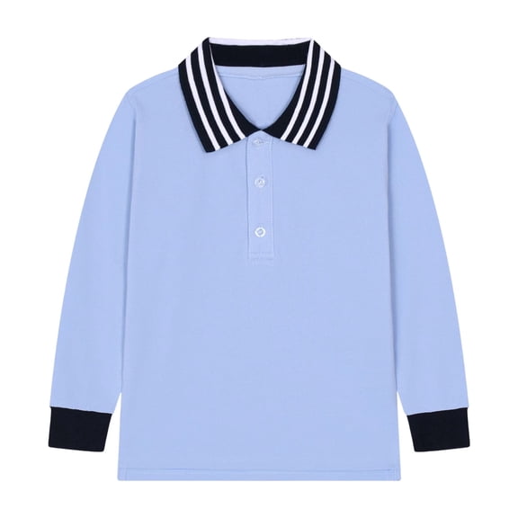 LIUYUNNN Kids Boys' Polo Shirts Long Sleeve Boy Blue Button down Shirt School Uniforms Classic 4-5 Years Shirts for Boys Boys Girls Four Seasons Outfits