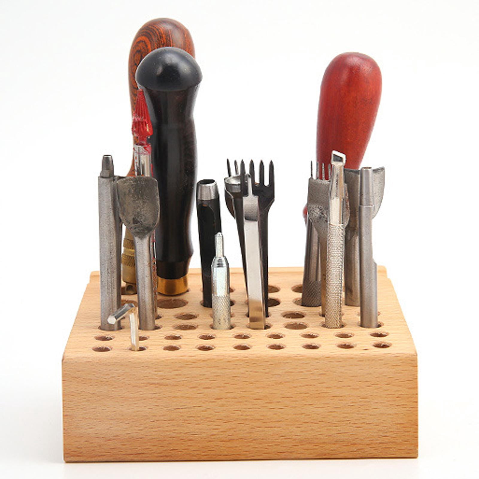 Segolike Leather Working Tool Organizer Craft Tool Organizer 46 Holes Stand Leathercraft Tool Organizer for Leather Making Screwdriver