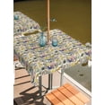 thumbnail image 2 of Outdoor Tablecloths with Umbrella Hole & Zipper, Vintage Flowers 60x60 Inch Square Tablecloths, Spring Yellow Floral Country Leaves Blue Birds Waterproof Table Cloth, Patio/Pool Table Covers, 2 of 8