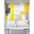 thumbnail image 4 of Yellow Gray Sheer Curtains 45 Inch Length 2 Panels Set, Oil Painting Abstract Modern Geometric Voile Window Treatment Rod Pocket Small Kitchen Curtains Drapes for Bedroom 52"x45"x2, 4 of 7