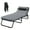 F17 Black Lounge Chair+ Gray Pad, variant on Lilypelle Portable Folding Camping Cot Bed with 2 Sided Mattress & Pillow, Adjustable 5-Position Folding Lounge Chair, Folding Cot Bed
