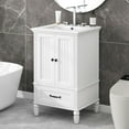 thumbnail image 3 of 20 Inch Bathroom Vanity with Ceramic Sink, Two Door Storage Cabinet with Adjustable Feet, Magnetic Door Stopper and Drawer, White Finish for Modern Bathrooms, 3 of 9