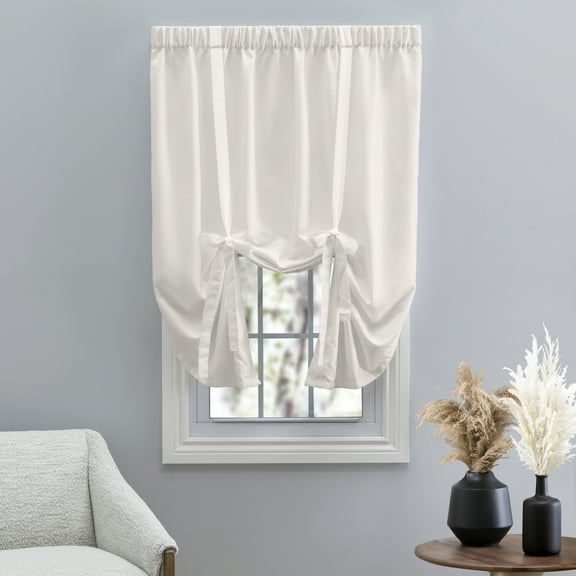 Ricardo Grasscloth Lined Rod Pocket Tie-Up Panel