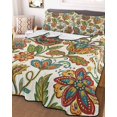 thumbnail image 3 of Quilts Twin-XL Size Bedding Set, Paisley Boho Floral Lightweight Quilted Comforter, Vintage Flowers Botanical Soft Reversible Bedspread Coverlet with Pillow Covers for All Season, 68" x 98", 3 of 7