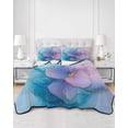 thumbnail image 3 of Blue Purple Pink Floral Marble Twin XL Size Down Alternative Comforter,Lightweight Comforter Quilt Bedding Set with Pillow Shams Contemporary Abstract Art Bed Comforter Duvet Insert 68"x98", 3 of 7