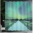 thumbnail image 4 of Ambesonne Lime Green Shower Curtain, Bridge Snowy Arctic, 69"Wx84"L, Lime Green Petrol Blue, 4 of 5