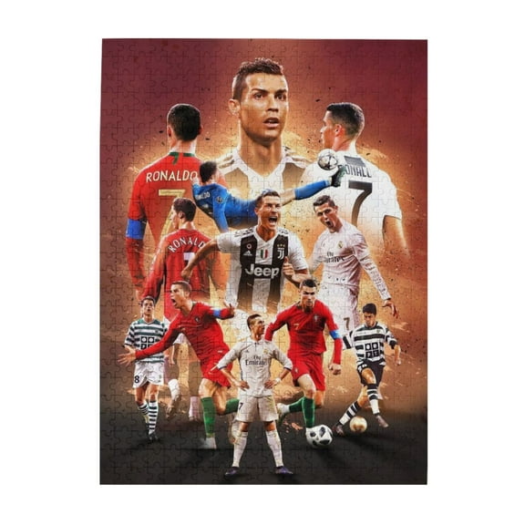 Jigsaw Puzzle 500PCS, Cristiano Ronaldo Picture CR7 Wooden Puzzle Challenging Game Fun Artwork