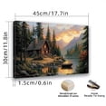 thumbnail image 2 of 2D Flat, A Horizontal Wooden Frame Featuring a Canvas Wall Art of a Lakeside Country Cabin, Complete with a Framed Sunset Landscape Print, Suitable for Versatile Home Decor in Living Rooms,, 2 of 7