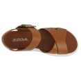 thumbnail image 5 of Soda Shoes Women Flat Platform Sandals Flatform Ankle Strap Criss-Cross Lug Sole CARTER-S Tan Brown Cognac 6, 5 of 5