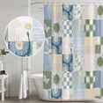 thumbnail image 5 of Spring Floral Checkered Shower Curtain, Waterproof Shower Curtains for Bathroom, Sage Green Daisy Buffalo Plaid Washable Fabric Bathtub Curtain Set Bath Decor with 12 Hooks Standard 72"x72", 5 of 8
