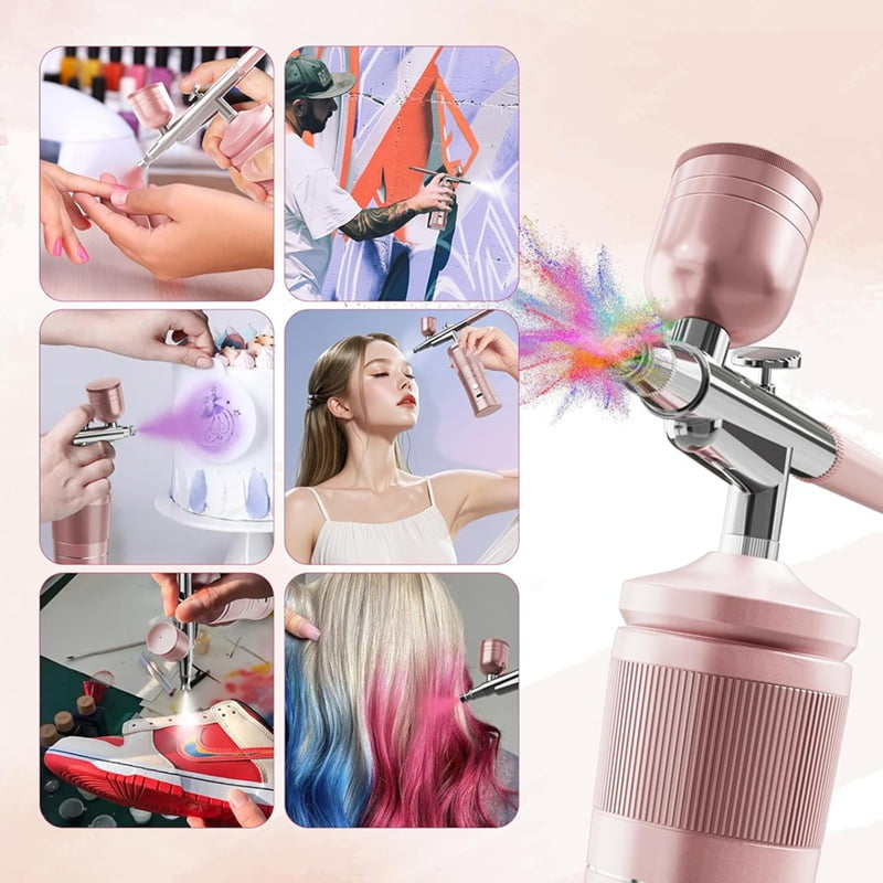 Airbrush Kit with Compressor, 48PSI High Pressure Air Brush Kit with 0.3/0.5mm Noz G4179