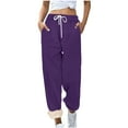 thumbnail image 4 of Puntoco Pants for women Women's Fleece Pants Track Athletic Running Yoga Velour Pants Jogger Comfy Pajama Lounge Sweatpants Purple 10(XL), 4 of 8