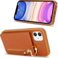 thumbnail image 7 of iPhone 11 Case with Card Holder for Women, iPhone 11 Phone Case Wallet with Strap Credit Card Slots Crossbody with Kickstand Zipper Case for iPhone11 - Brown, 7 of 7