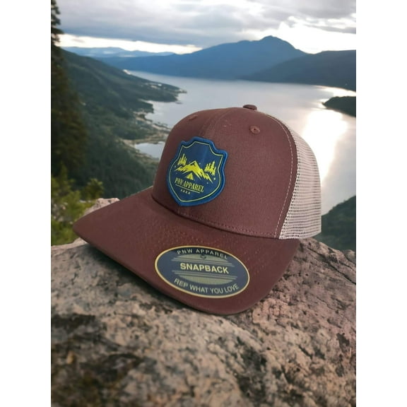 Pacific Northwest Hat with Stylish Patch Design - Brown on Khaki