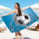 thumbnail image 4 of Toalla de playa con estampado de fútbol | Toalla de baño con temática deportiva para piscina, gimnasio y viajes | Toalla grande de microfibra de secado rápido para adultos y niños, 4 of 6