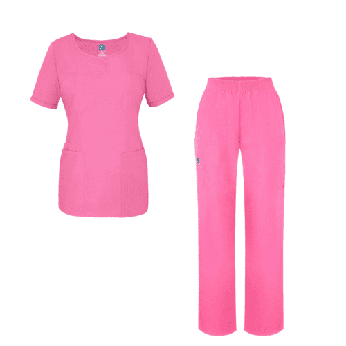 Adar Universal Women's Scrub Set - V-neck Scrub Top and Elastic Pull-On Scrub Pants