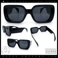 thumbnail image 2 of Womens Mod Beveled Thick Plastic Rectangular Fashion Sunlgasses [All Black], 2 of 8