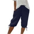 thumbnail image 7 of Tnhcen Women's Plus Size 4XL-5XL Cotton Linen Capri Pants Drawstring Waist Casual Seven-Eighth Pants Pre-Shrunk Breathable Summer Lounge Pants, 7 of 7