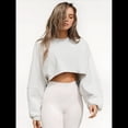 thumbnail image 4 of Sudaderas de Larga con Globo para Mujer, Sudaderas , Cuello Redondo Extragrande Gris M, 4 of 8