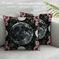 thumbnail image 3 of Nawypu Flower Throw Pillow Covers Moon Phases Pretty Moonlit Garden Botanical Floral Vines Pink Black Comfortable Decorative Bedroom Apartment Sofa Square Cushion Covers, 3 of 5