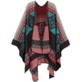 thumbnail image 1 of Poncho PAMEILA para mujer, de viaje, a cuadros, con la parte delantera abierta, de Shawl Wraps, 1 of 9