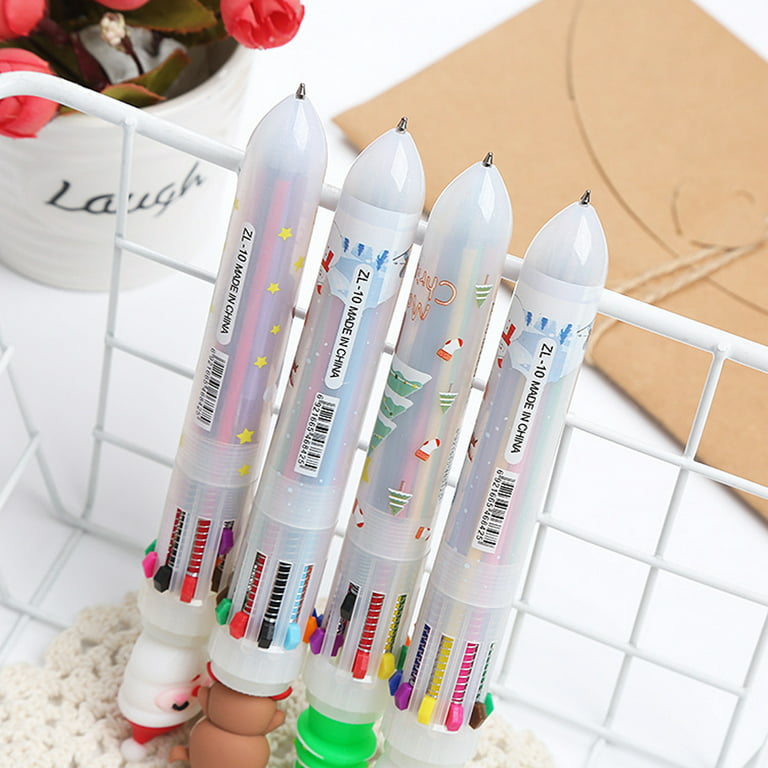 Pack Of 10bulk Mini 4-in-1 Multi-colored Ink Ballpoint Pens With